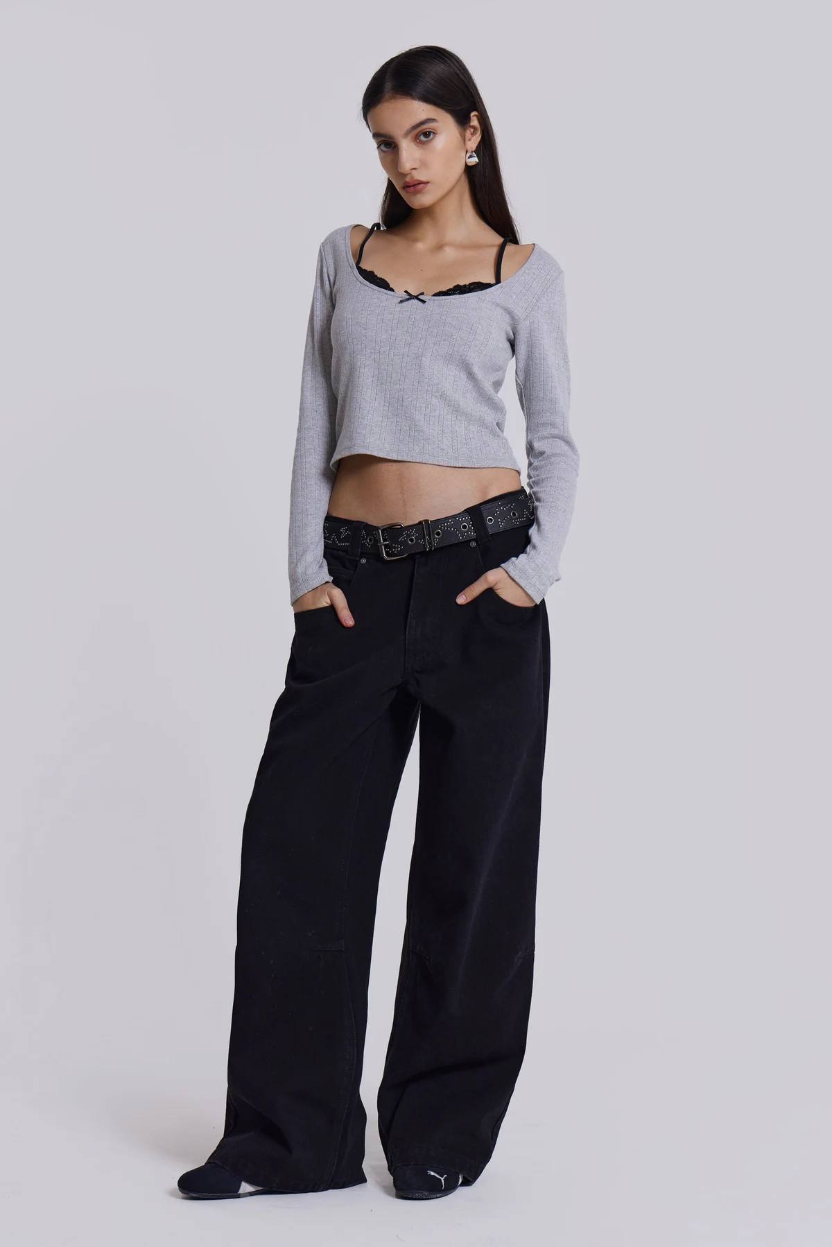 Jaded London Solid Black Low Rise Colossus Jeans