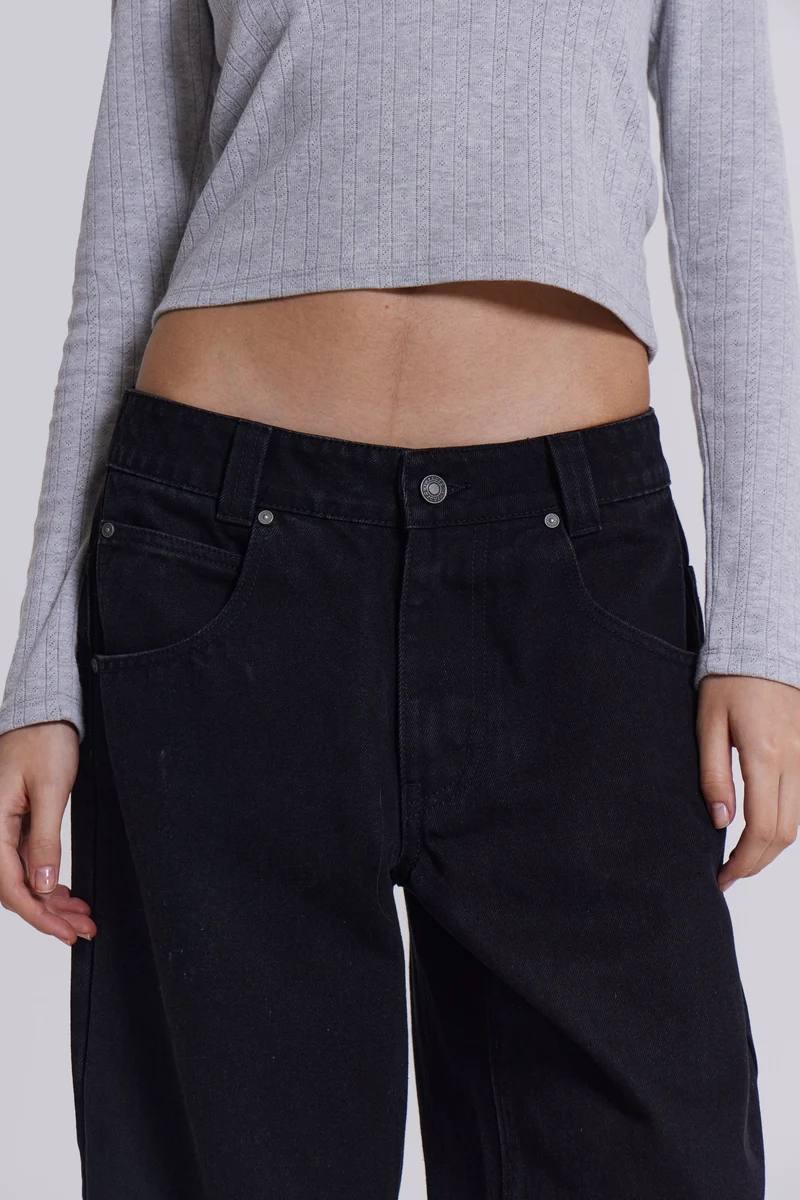 Jaded London Solid Black Low Rise Colossus Jeans