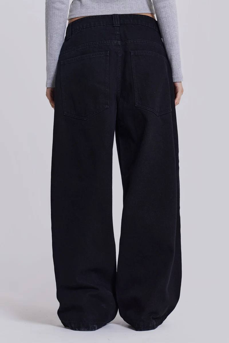 Jaded London Solid Black Low Rise Colossus Jeans