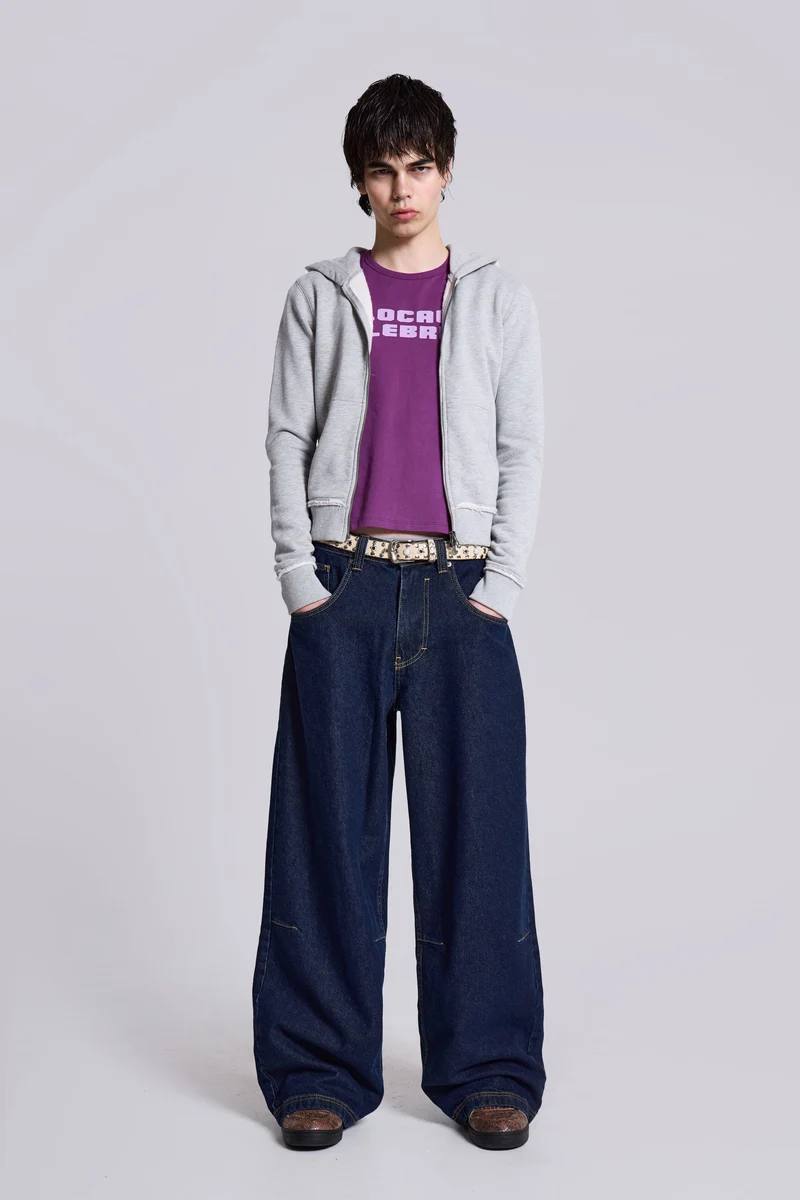 Jaded London Indigo Low Rise Colossus Baggy Jeans